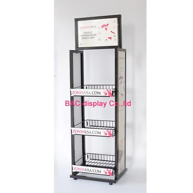 Supermarket Used Free Standing Metal Iron Plate Display Wine Racks for Sales