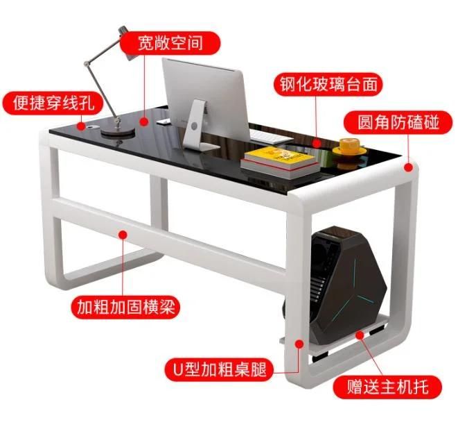 Computer Desk Desktop Desk Bookshelf Integrated Table Small Apartment Tempered Glass Gaming Table