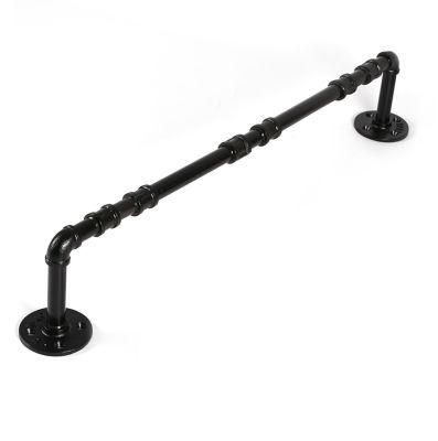 No. 1526 3/4 Inch Black Support Industrial Pipe Shelf 93X9X14cm