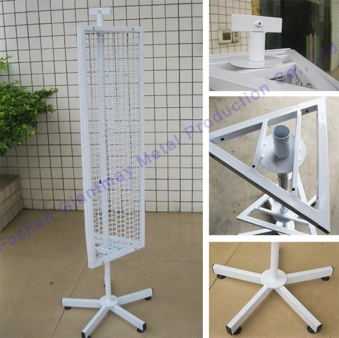 Triangle Hanging Free Standing Metal Spinner Wire Grid Shelving Rack