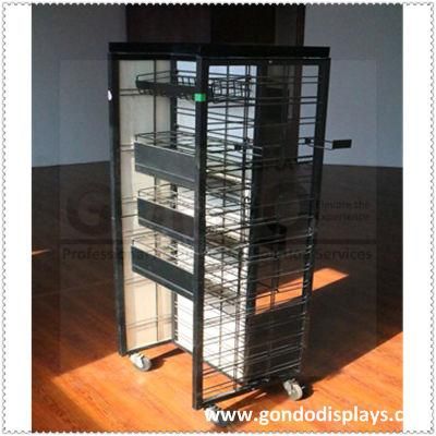 Metal Bread Mobile Grid Display Stand with Wheels