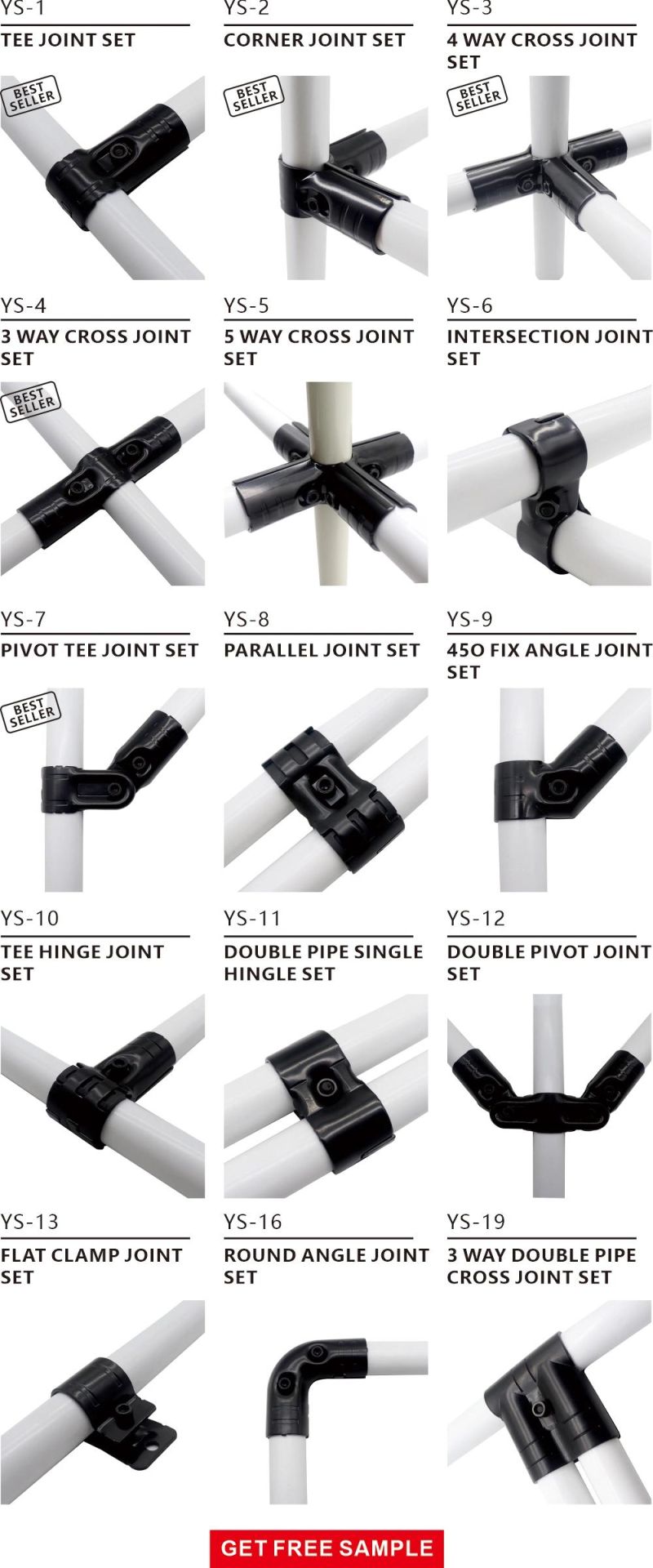 Ys-10 in Stock Tee Hinge Steel Metal Joint Set Connector for Door Movable Separator and Foldable Shelve