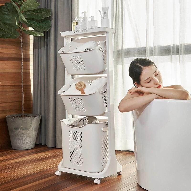 Dirty Clothes Storage Basket Dirty Clothes Basket Thickened Storage Rack Household Storage Bucket Bathroom Removable Trolley Rack