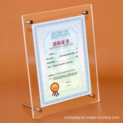 Tabletop Picture Frame A4 Size Acrylic Jewelry Certificate Display Stand
