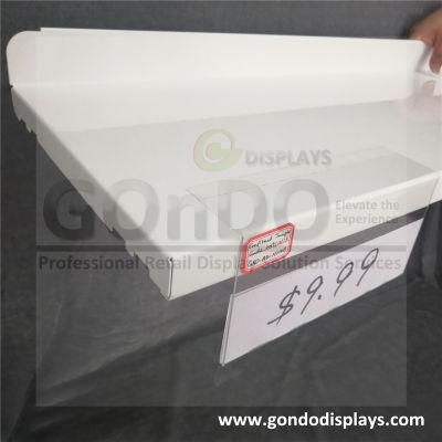 Acrylic Plastic Shelf Talker 20X10cm with 6cm Back Flip and Fixing Edge on Supermarket Rack