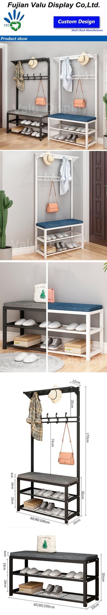 Customized Storage Shelf Stacking Racks Clothes Hanger Rack with Shoe Stand