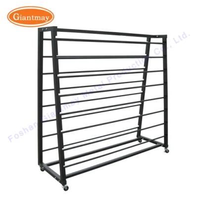 Double Sides Heavy Duty Metal Flooring Fabric Roll Storage Display Stand Rack