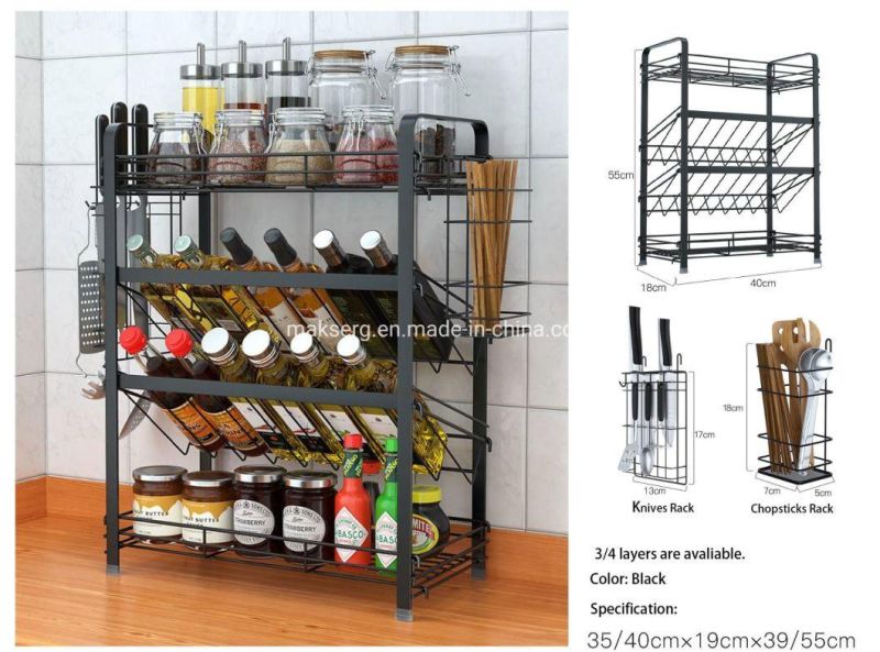 SS304 Storage Rack Multifunctional Spice Rack Bottle Rack