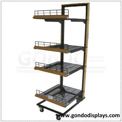 Bakery Metal Rolling Rack with Tilf Supermarket Shelf, W24&quot; D30.63&quot; H72.01&quot;