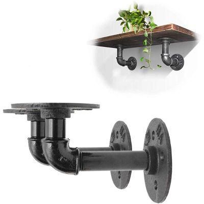 3/4&quot; Black Rustic Real Wood Shelves with Industrial Pipe Brackets