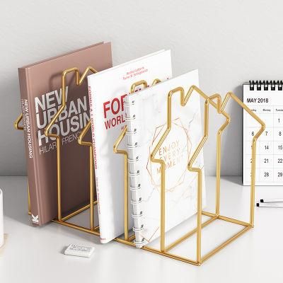 Gold House Slot Desktop Document Holder File Organizer Iron Wire Magazine Rack Bookshelf