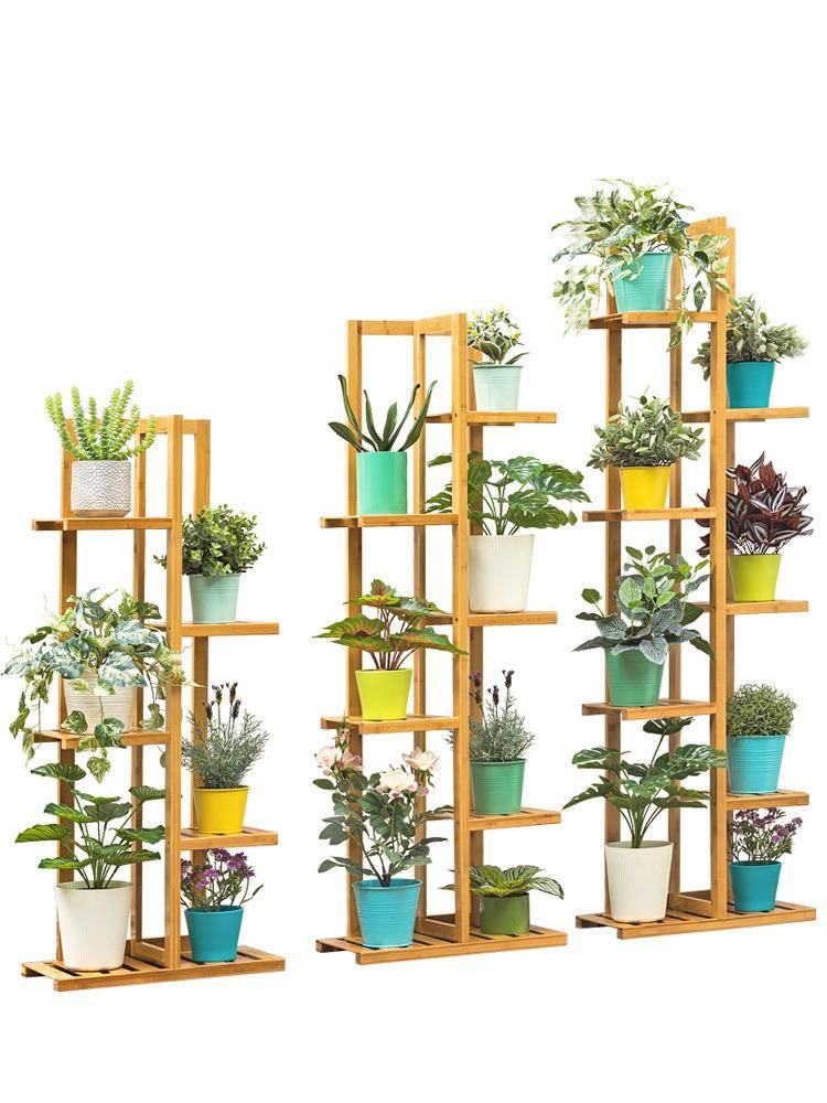 Customized Bamboo Wooden Cabinet Office Bathroom Accessories Flower Display Racking