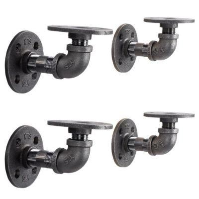 4PCS Pipe Shelf Brackets Industrial Iron Rustic Wall Floating Shelves Supports