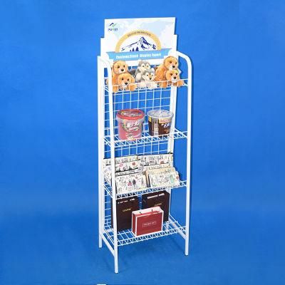 Free Standing Four Tiers Wire Shelf Metal Display Rack (PHD8041)