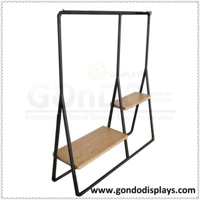 Garment, Metal and Wooden Clothes Retail Rack