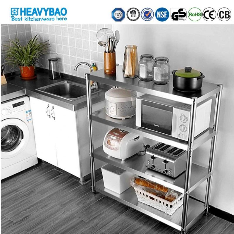 Heavybao 4 Tiers Heavy Duty Stainless Steel Detachable Plate Type Kitchen Storage Rack