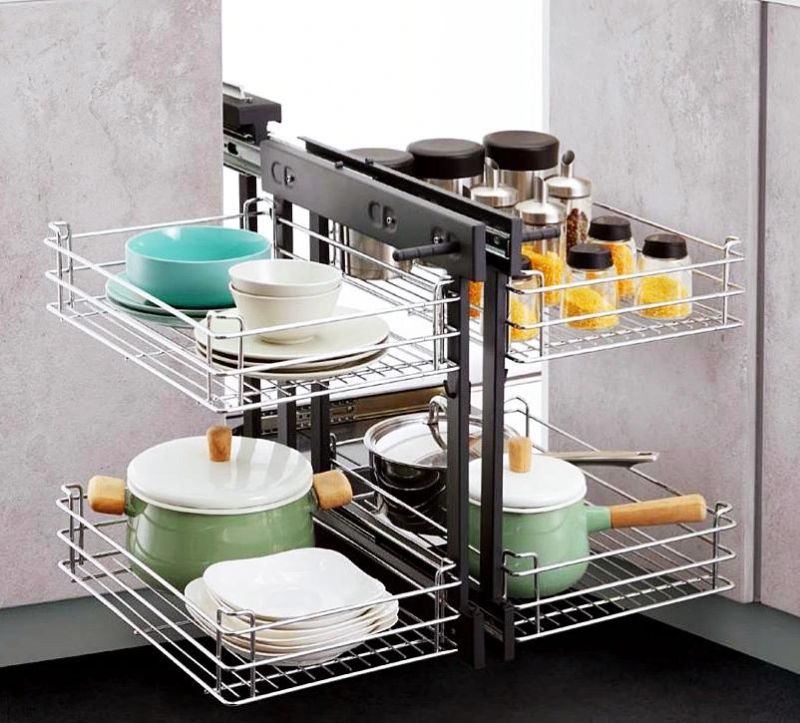 Multi-Purpose Pullout Drawer Organizer Storage Kitchen Cabinet Basket Metal Stainless Steel Wire Wire Storage Super Monster Drawer Basket All Pull out Rack