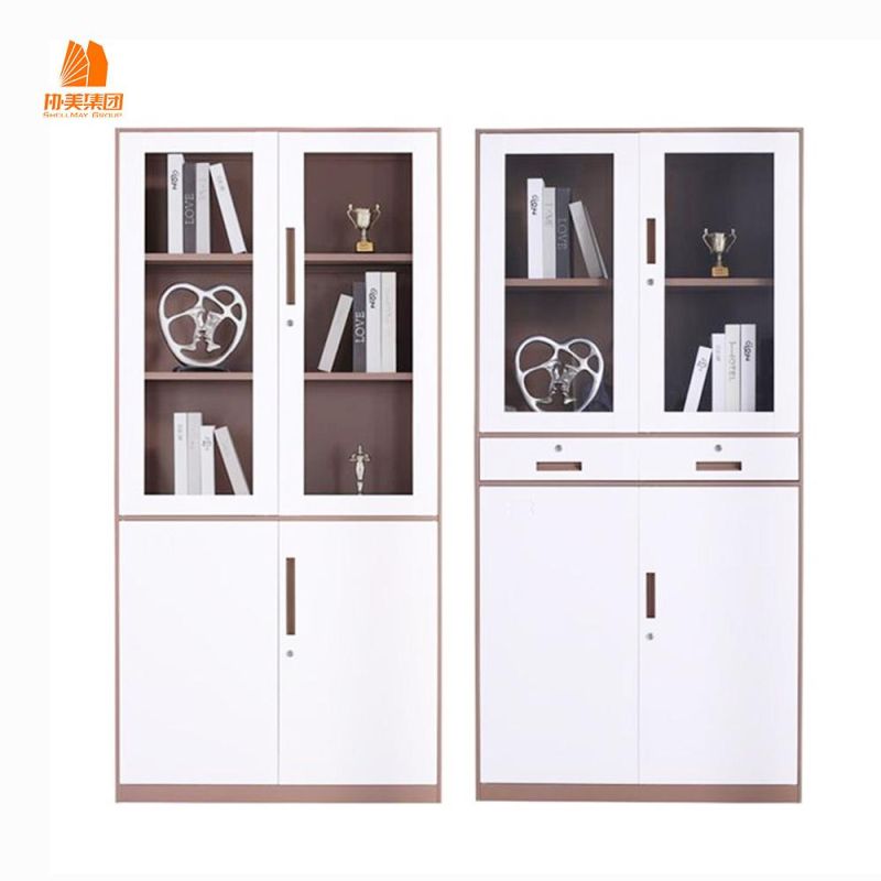 Bookshelf File Cabinet with Glass Door Filing Storage Steel Cupboard Metal Cabinet with Lock