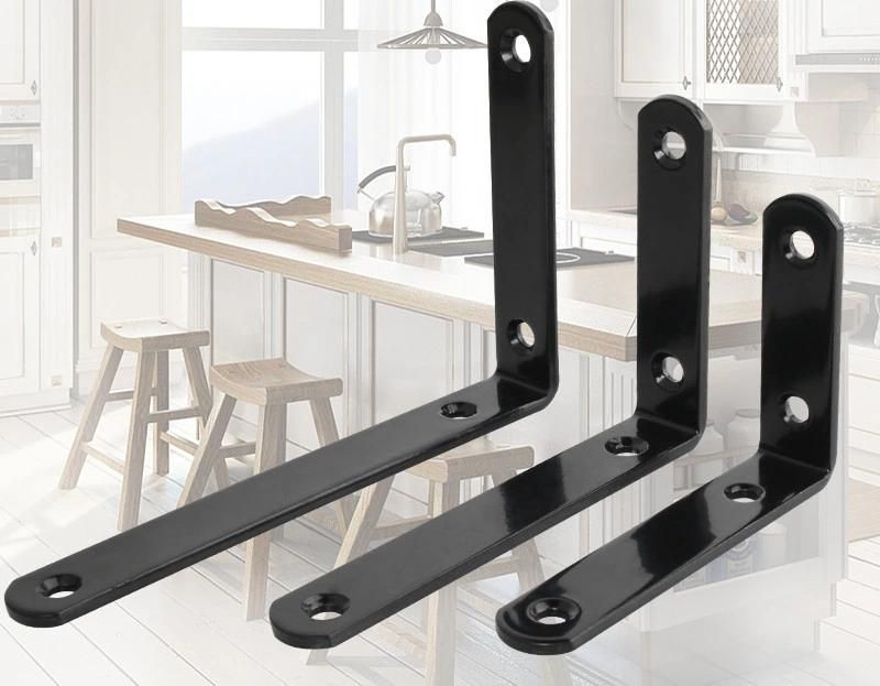 Hot Selling DIY L Shape Steel Bracket Powder Coated Black Color for Wall Support