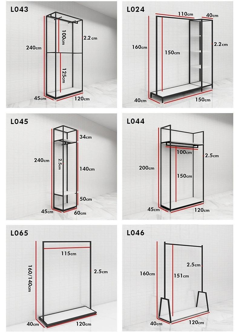 High End Boutique Garment Store Wall Mounted Racks Fashion Simple Black Metal Clothing Retail