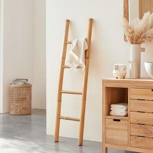 Custom Furniture Wholesale Manufacturer Modern Simple Room Bamboo and Wood Standing Ladder Storage Shelf Towel Rack