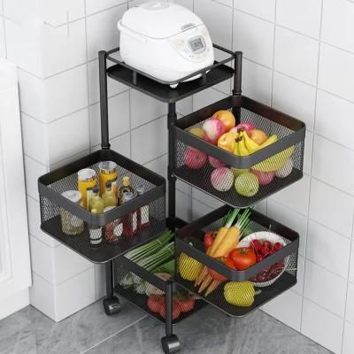 Multi-Layer Rotatable Storage Cart Vegetable Shelf Kitchen Rotating Storage Rack