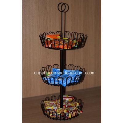 3 Layer Wire Basket Counter Standing Cookies Display Rack (PHY1061F)