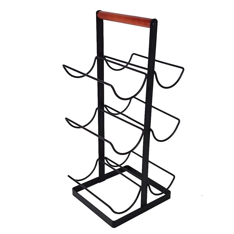 Tabletop Vintage Wire Wine Bottle Storage Rack Black Countertop Wine Dishplay Rack Freestanding Metal Steel Wine Rack