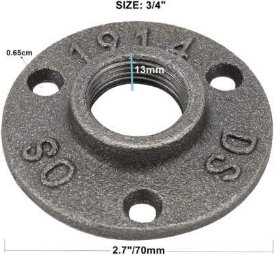 1/2&quot; 3/4&quot; Floor Flange Iron Pipe Fittings 3-Holes Flanges for Handrail Wall Mount Bst Threaded