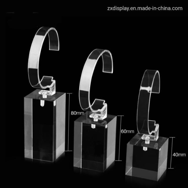 Clear Plexiglass Watch Display Stand Retail Wristwatch Shelf with C Holder