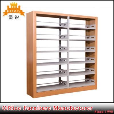 Jas-064 Hot Sale Wood Color Metal Library Book Storage Racks