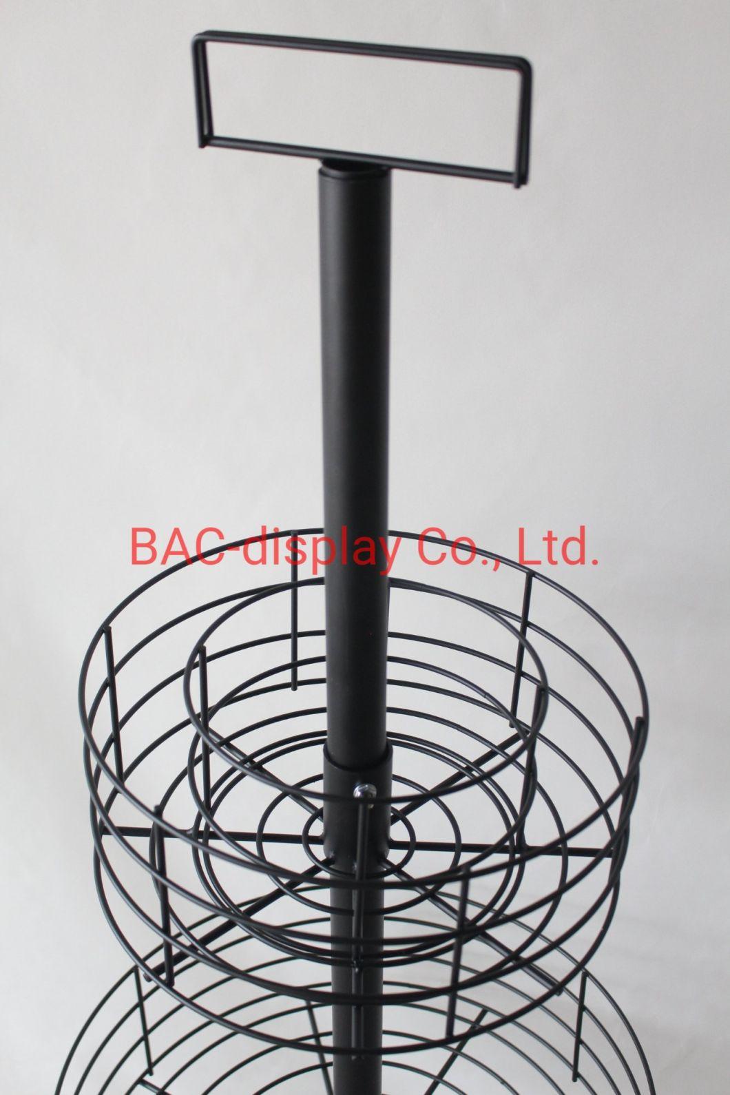 Customized Metal Wire Shelf Display Rack with Wheels