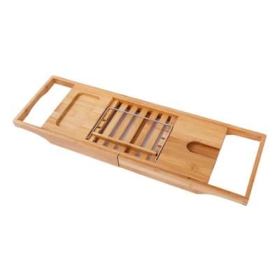 Adjustable Wooden Bamboo Bathtub Storage Rack Caddy Shelf Tub Tray Holder Stand