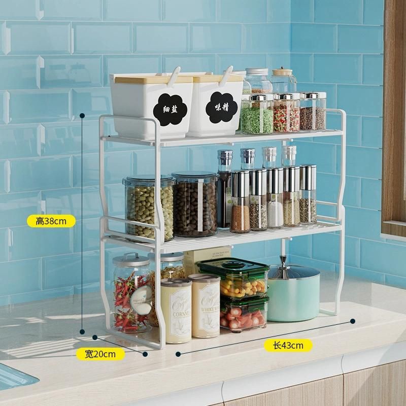 Double Layer Kitchen Spice Rack Metal Dish Rack Storage Rack