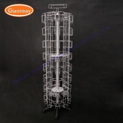 Retail Greeting Gift Card Spinning Wholesale Floor Stand Metal Wire Postcard Display Card Wire Rack Used
