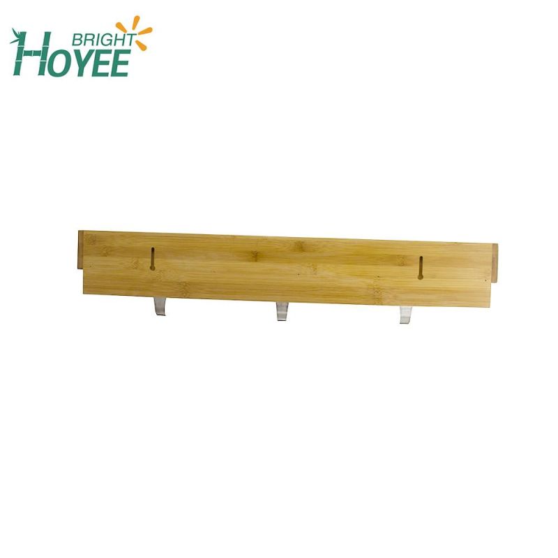 High Quality Wall-Mounted Bamboo Bathroom Towel Rack with 3 Hooks