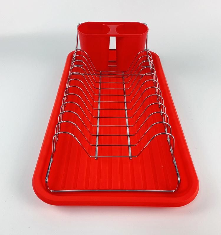 Kitchen Dish Plate Storage Rack with Utensil Holder and Tray