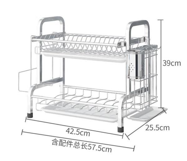 2 Tier Metal Kitchen Rack with Silverware Holder Countertop Organization Shelf