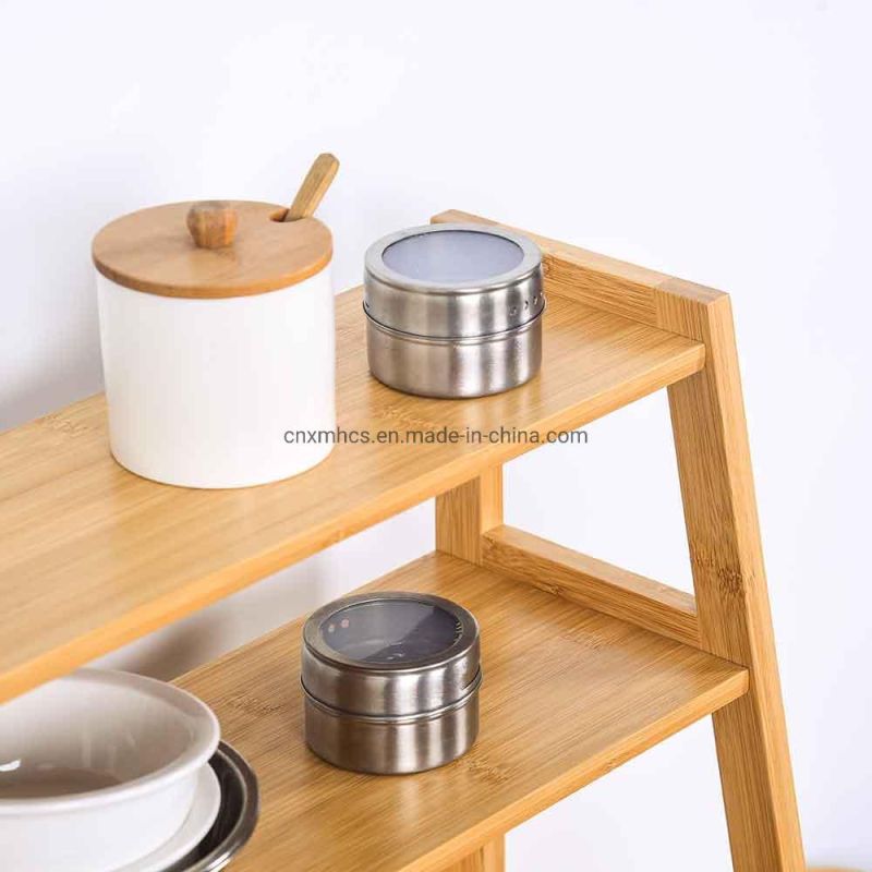 Multi-Functional 3-Tier Bamboo Spice Rack Organizer Kitchen Counter Wooden Storage Shelves Standing Kitchen Drying Plate Rack Dish Rack