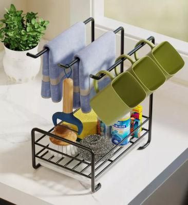 2022 New Hot-Sell Wall-Mounted Towel Holder Drain Shelf Kitchen Sink Bathroom Organizer Rack