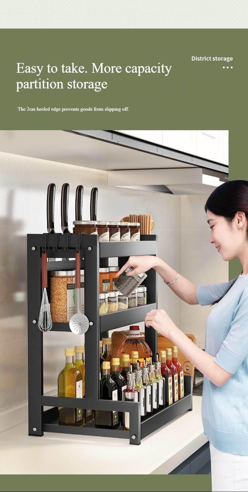 Kitchen Standing Spice Storage Rack Multi-Functional Knife Rack