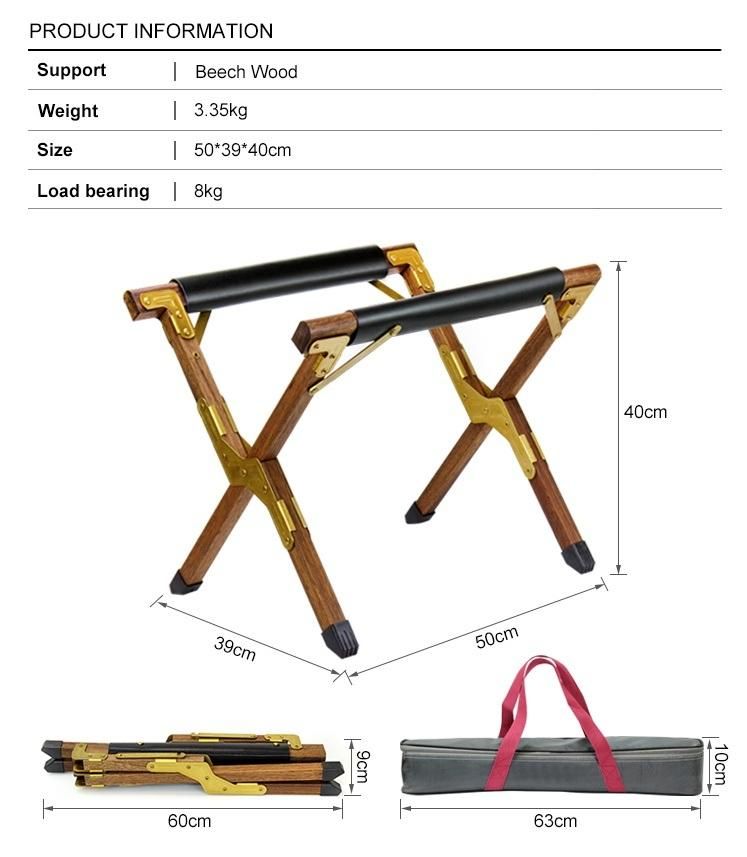 Beech Wood Folding Cooler Stand Box Rack Shelf for Camping