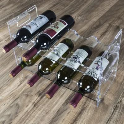 Clear Acrylic 8 Bottles with Cutout Stackable Wine Racks