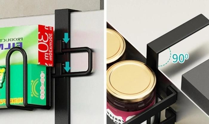 Refrigerator Side Storage Rack Paper Towel Holder Spice Jars Shelf
