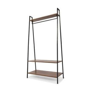 Toasted Finish Garment Display Rack with Three Shelves for Shopping Mall