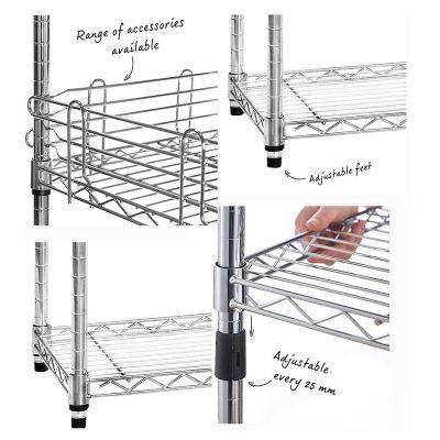 Adjustable Chrome Plated 6 Layer Wire Shelving Rack Metal Shelf OEM/ ODM Kitchen Stand Kitchen Storage Shelf