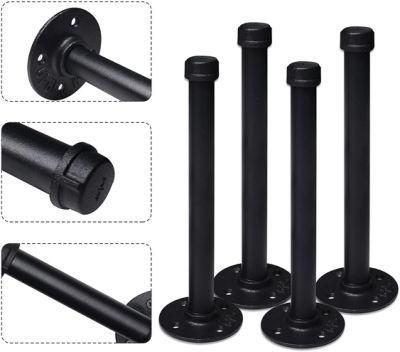 Black Shelf Bracket Wall Decor Heavy Duty Floating Bracket Wall Pipe Shelf Rob Bracket 4PCS Pack