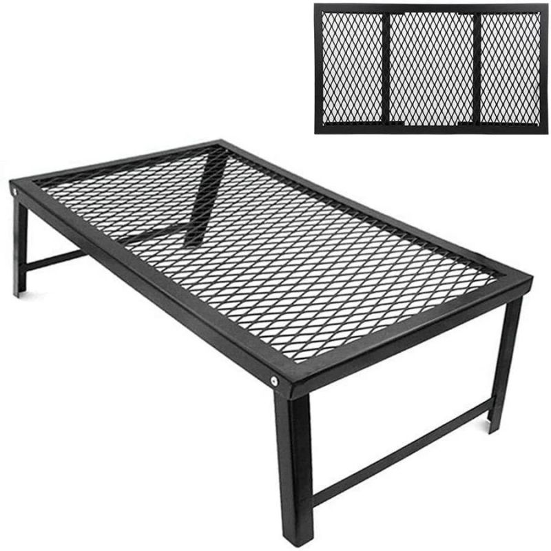 Outdoor Convenient Storage Barbecue Table Multi-Functional Folding Picnic Table Camping Storage Drain Net Rack