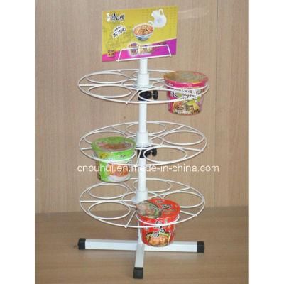 Metal Wire Frame Holder Counter Revolving Bucket Snacks Display Rack (PHY1020F)