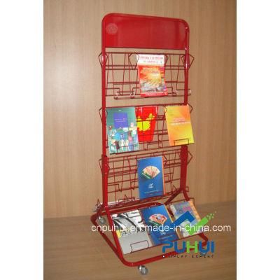 Double Sided Multi Layers Shelf Steel Stand Metal Wire Book Display Rack (PHC319)
